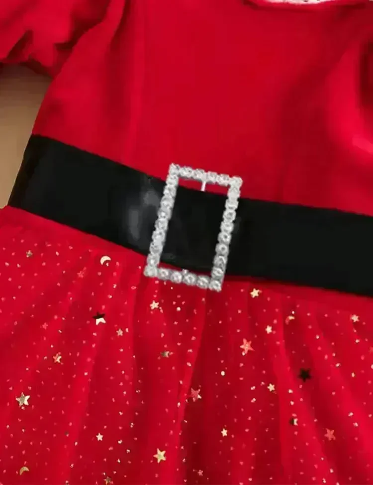 Christmas Starry Tulle Party Dress+Bow Headband - Image 3