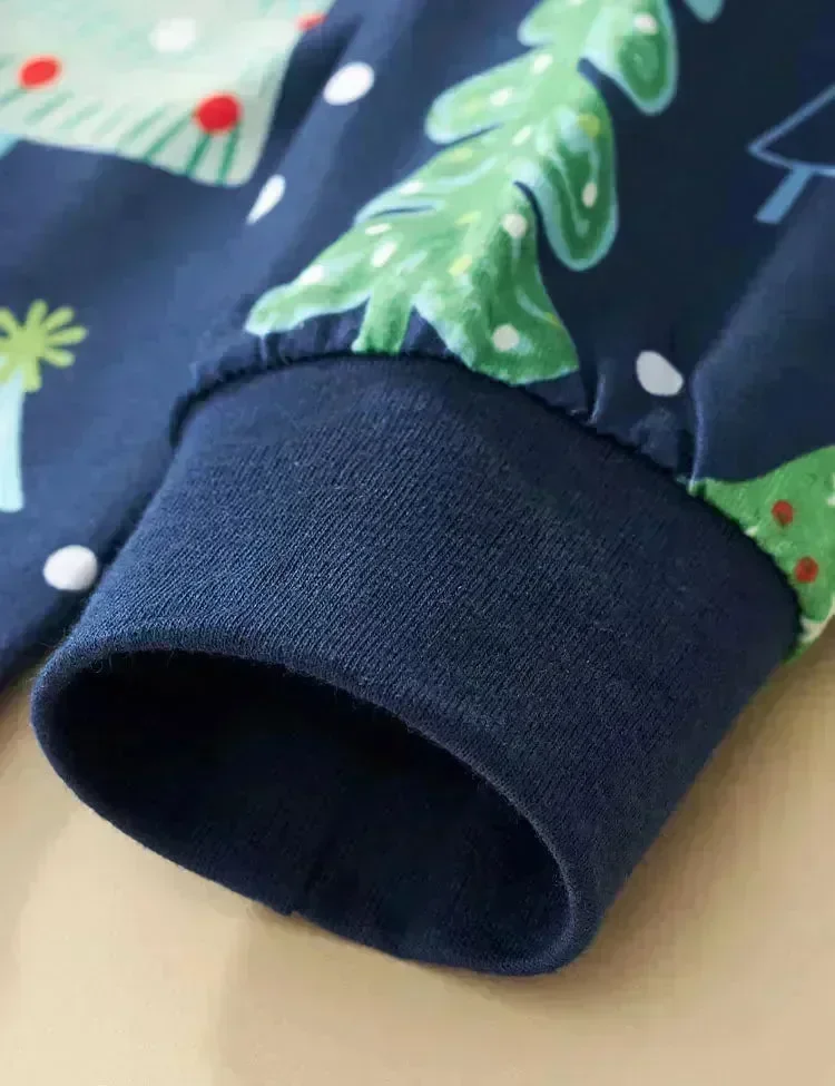 Christmas Tree Printed Blue Pajamas - Image 3