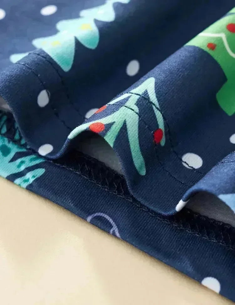 Christmas Tree Printed Blue Pajamas - Image 4