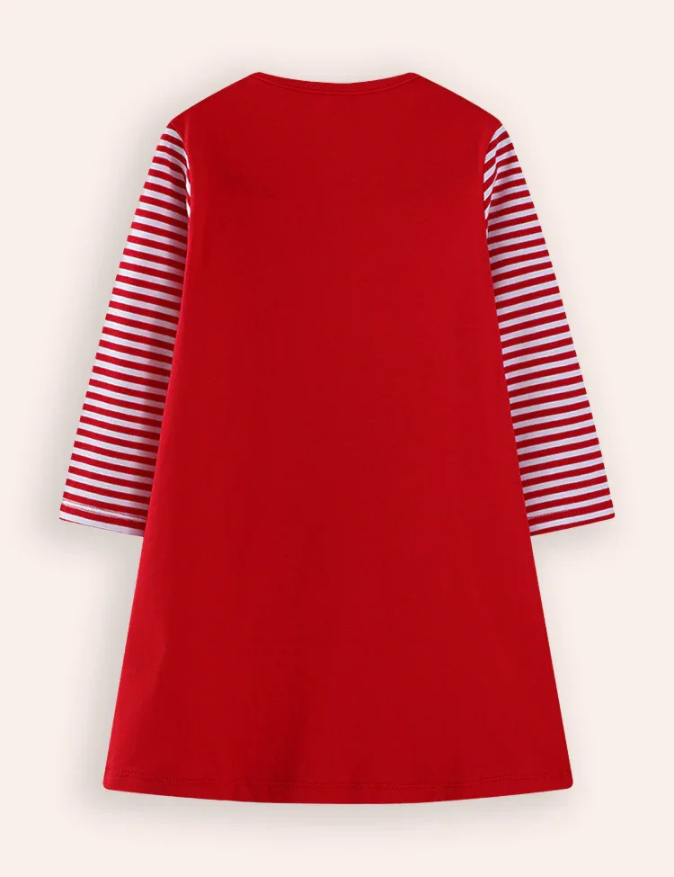 Christmas Unicorn Embroidered Long Sleeve Dress - Image 2