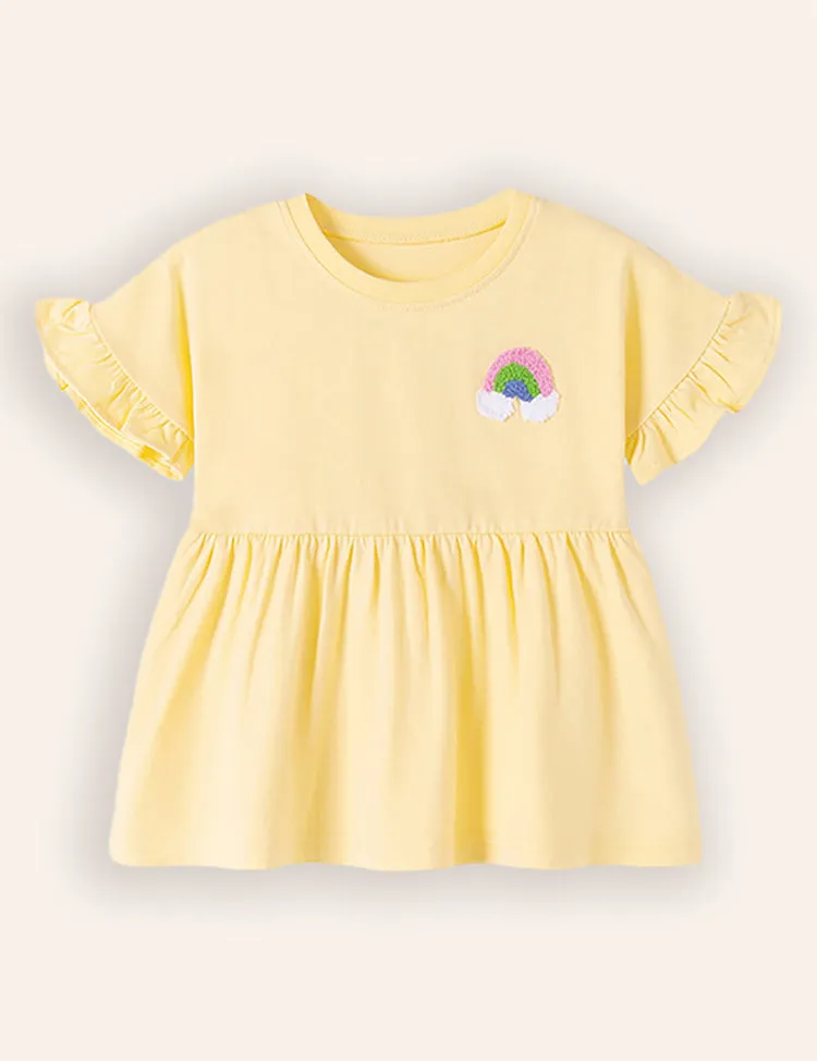 Cloud Applique Short-sleeved T-shirt and Printed Leggings Set - Image 2