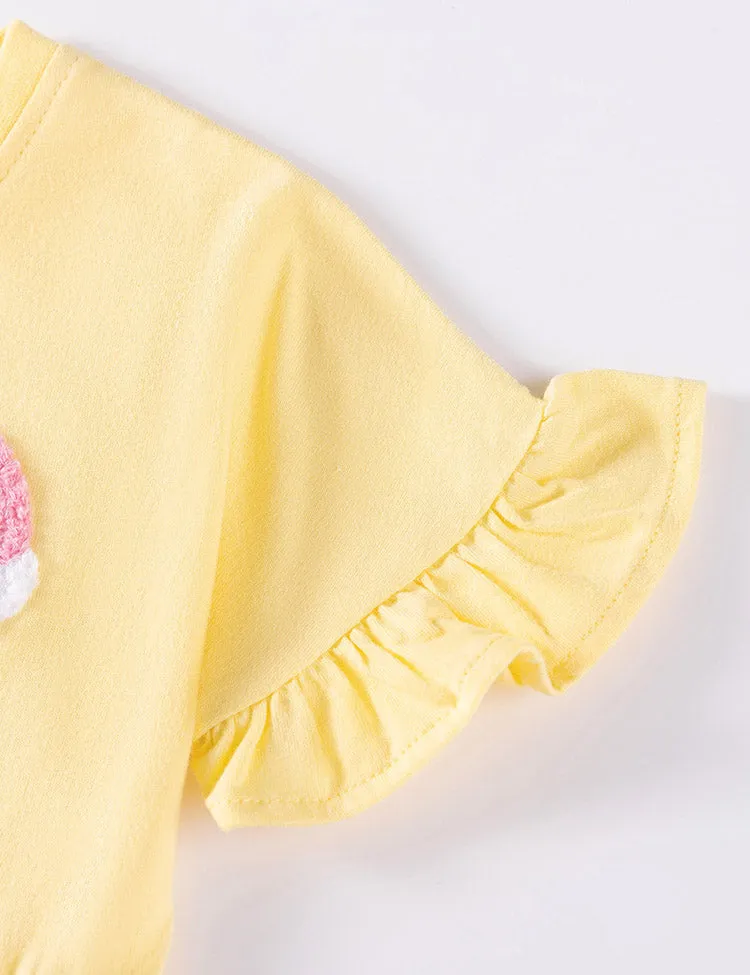 Cloud Applique Short-sleeved T-shirt and Printed Leggings Set - Image 4