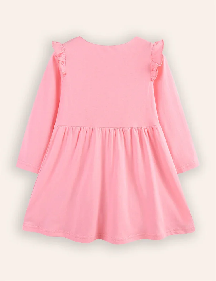 Clouds Rainbow Applique Long Sleeve Dress - Image 2