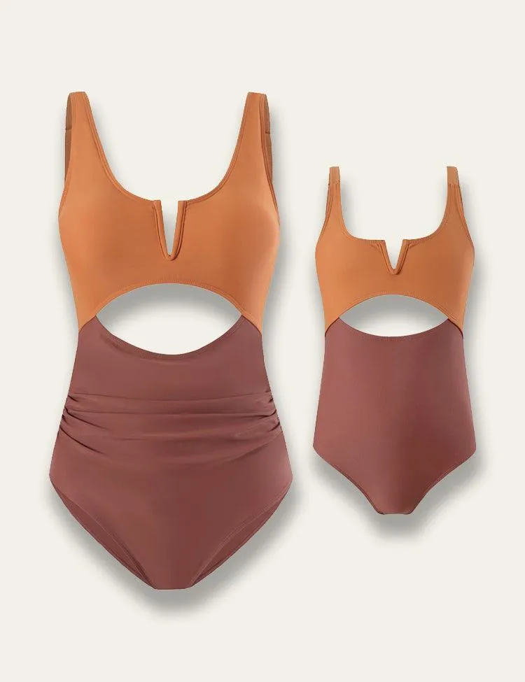 Color Block Family Matching Swim Suit
