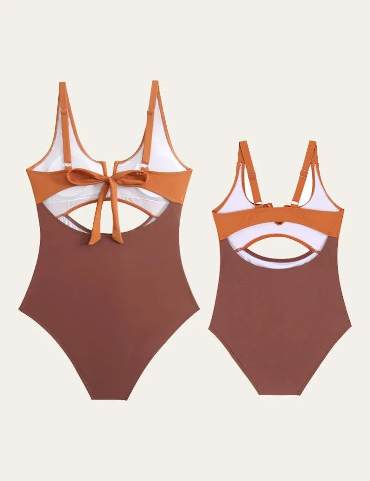 Color Block Family Matching Swim Suit - Image 2