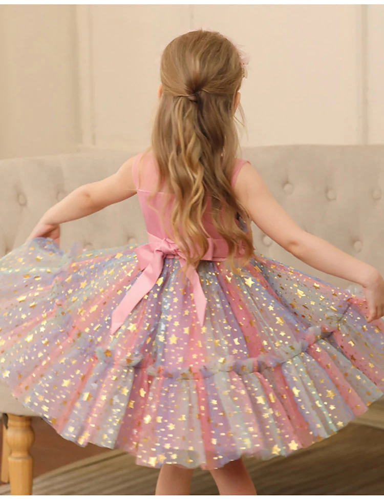Color Sequined Star Tulle Puffy Dress Dress - Image 2