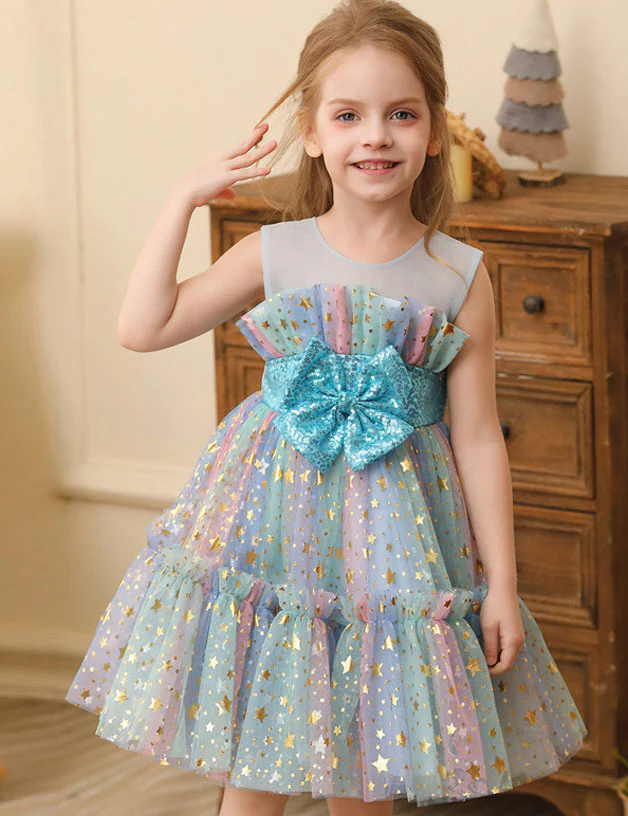 Color Sequined Star Tulle Puffy Dress Dress - Image 3