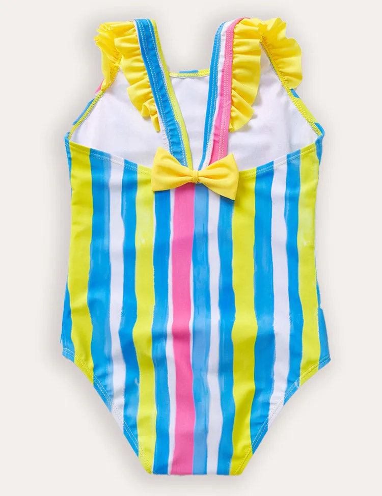 Colored Irregular Striped One-Piece Swimsuit - Image 2