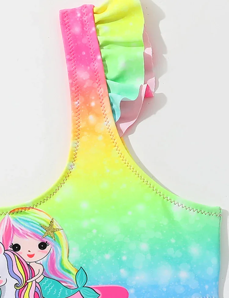 Colored Mermaid Printed Split Swimsuit - Image 3