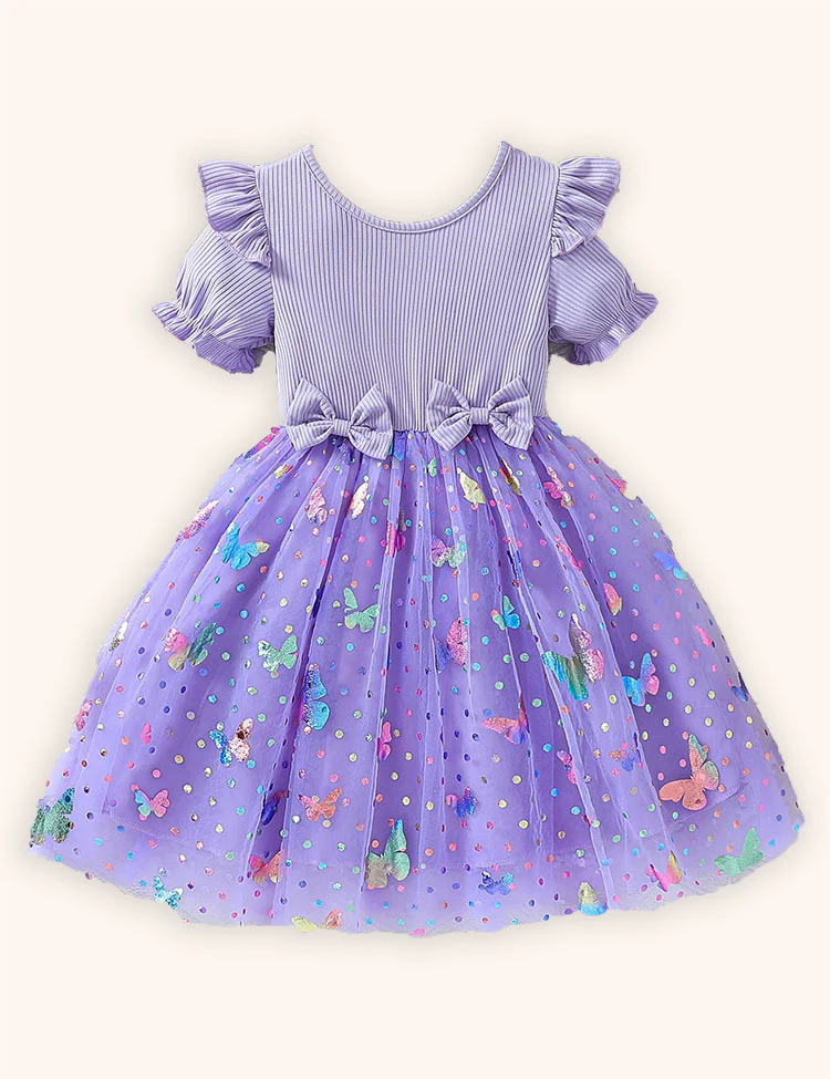 Colorful Butterfly Tulle Party Dress