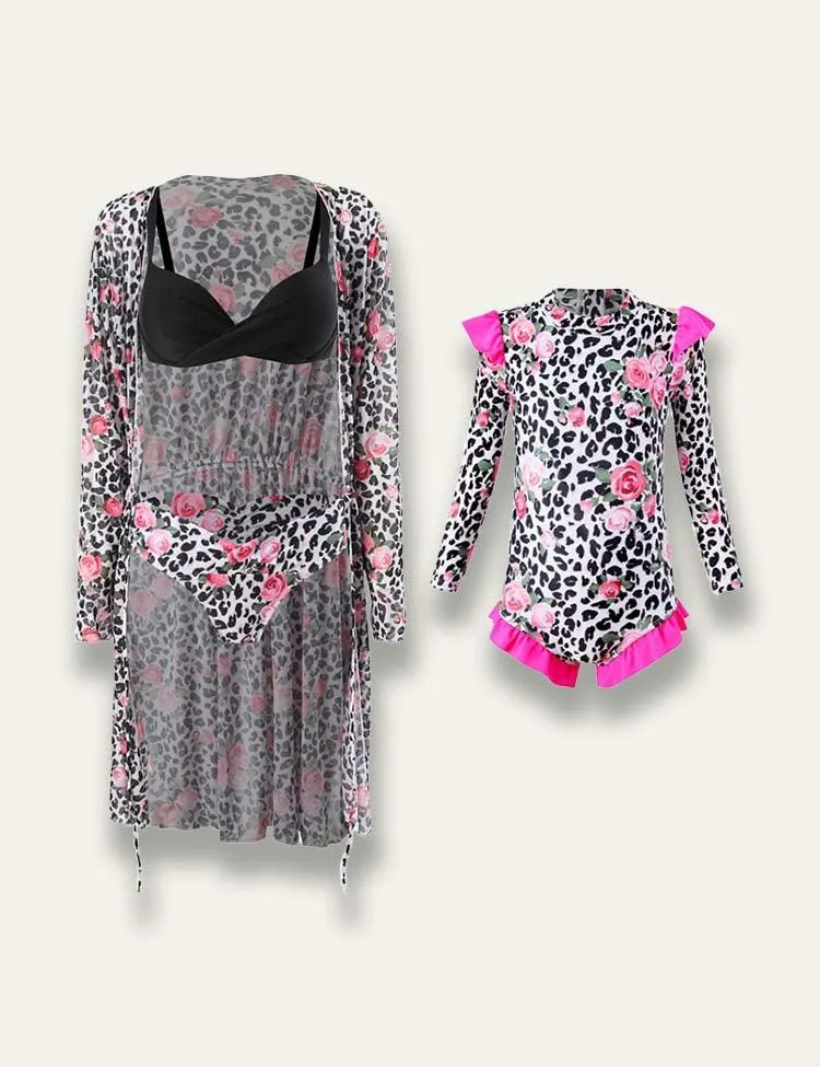 Colorful Family Matching Swim Suit+Long Sleeve Sun Protection Coat - Image 4