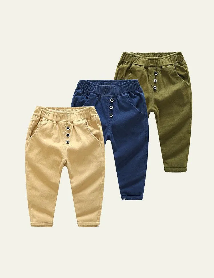 Cotton Solid Color Casual Pants - Image 2