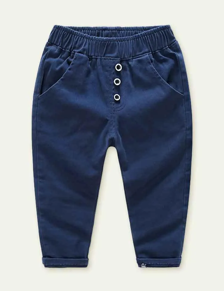 Cotton Solid Color Casual Pants - Image 3