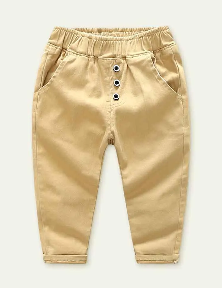 Cotton Solid Color Casual Pants - Image 4