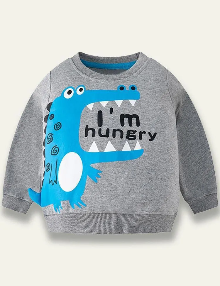 Crocodile Letter Printed Sweatshirt - Image 2
