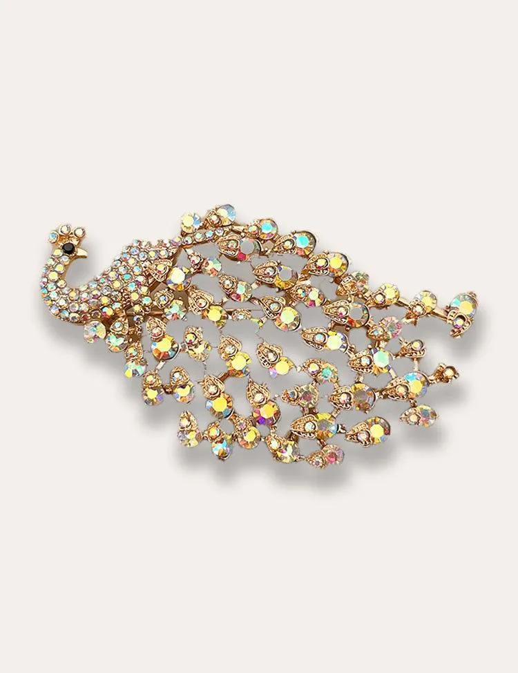 Crystal Peacock Brooch - Image 3