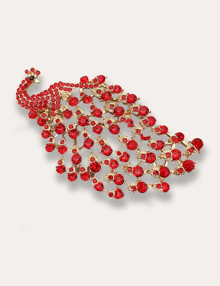 Crystal Peacock Brooch - Image 4