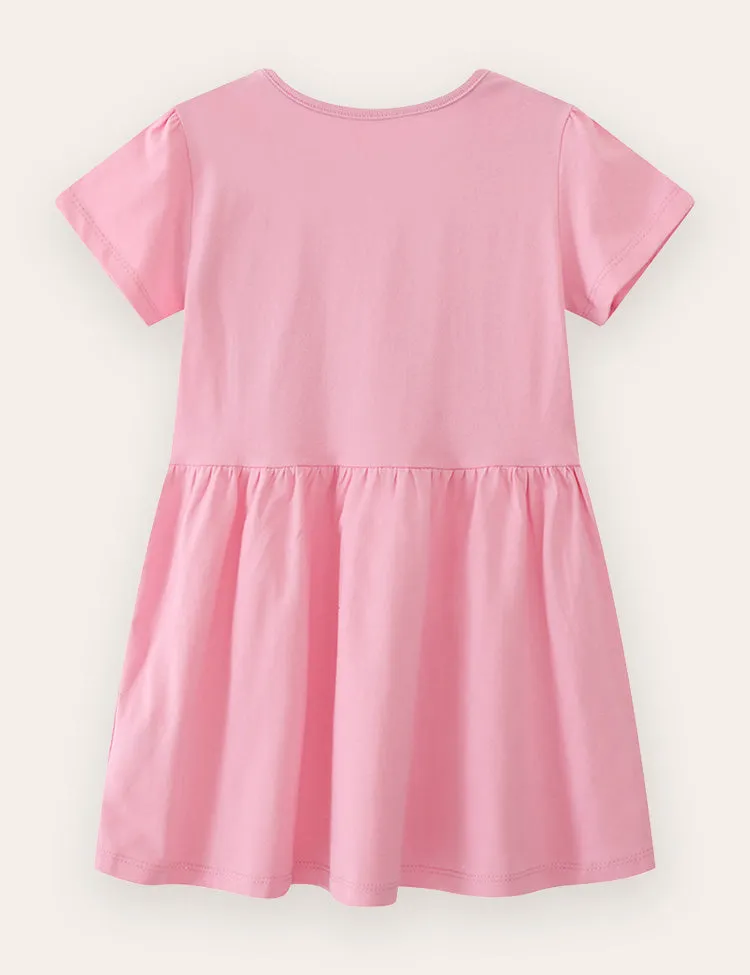 Cute Animal Appliqué Cotton Dress - Image 2