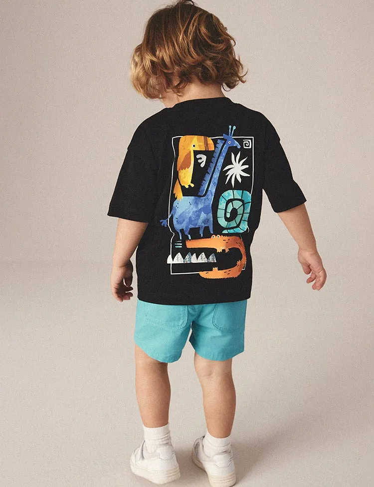 Cute Animal Print Short Sleeve T-Shirt and Shorts Set - Image 3
