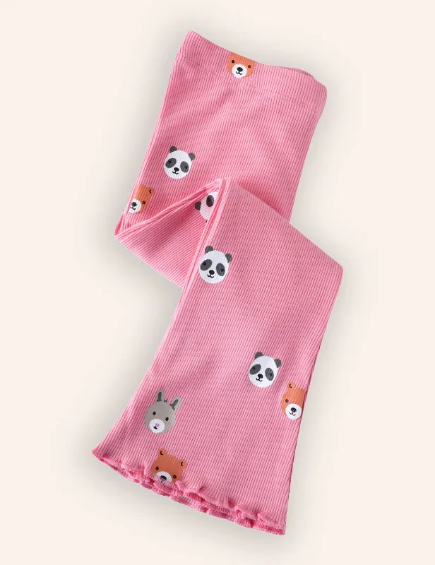 Cute Bear Printed Flared Leggings - Image 2