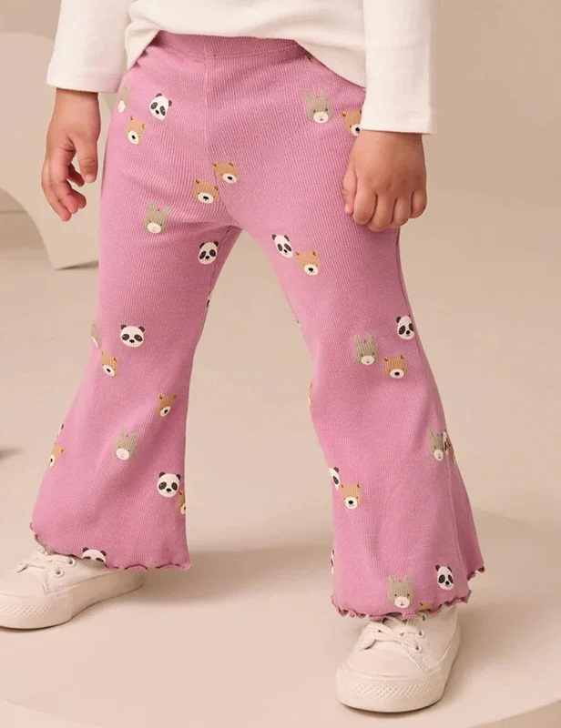 Cute Bear Printed Flared Leggings - Image 3