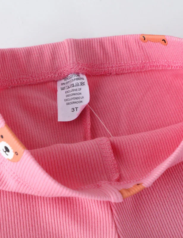 Cute Bear Printed Flared Leggings - Image 4