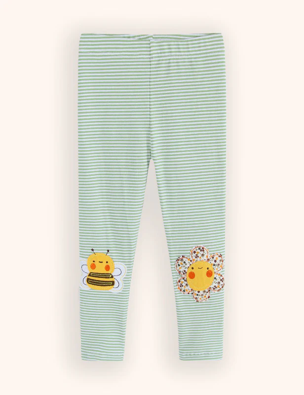 Cute Bee Flower Applique Leggings