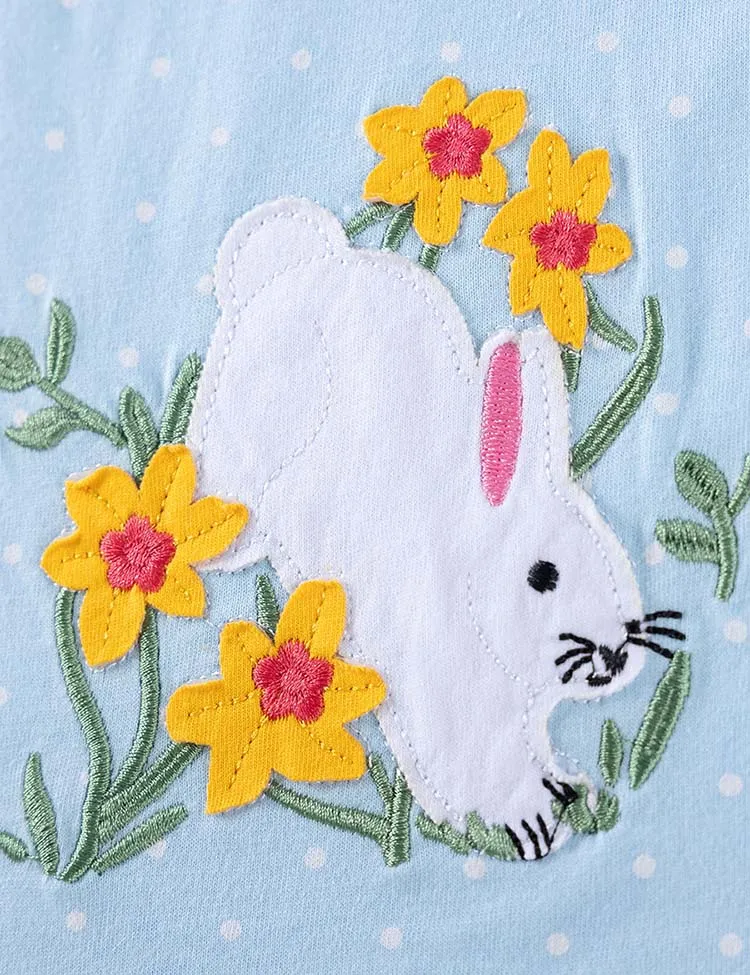 Cute Bunnies Appliqué Long Sleeves Dress - Image 2