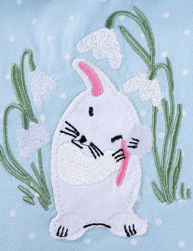 Cute Bunnies Appliqué Long Sleeves Dress - Image 3
