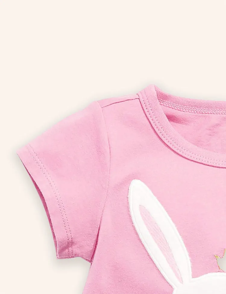 Cute Bunny Applique T-shirt - Image 4