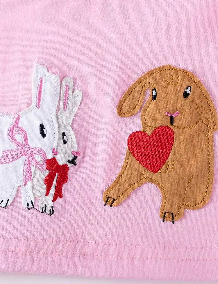 Cute Bunny Applique Long Sleeve Dress - Image 3