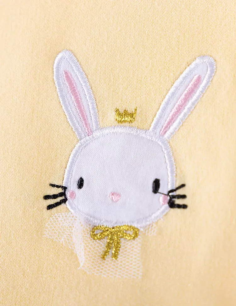 Cute Bunny Appliqué Long Sleeves Tulle Dress - Image 3