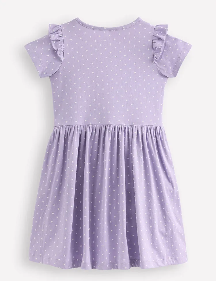 Cute Cat Applique Cotton Dress - Image 2