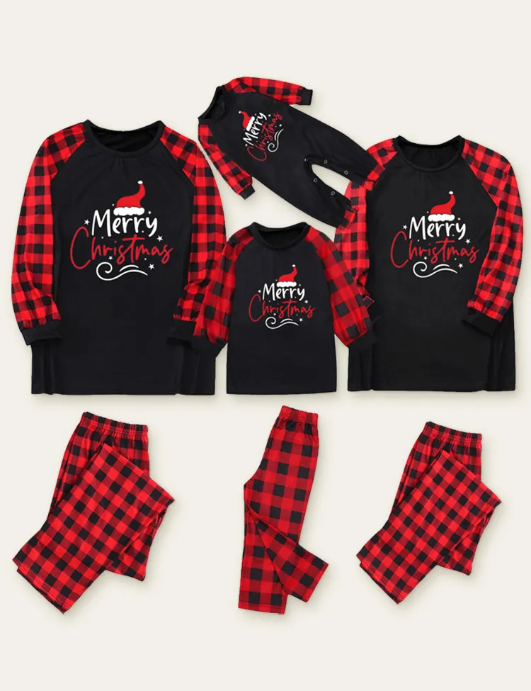 Cute Christmas Hat Printed Family Matching Pajamas - Image 2
