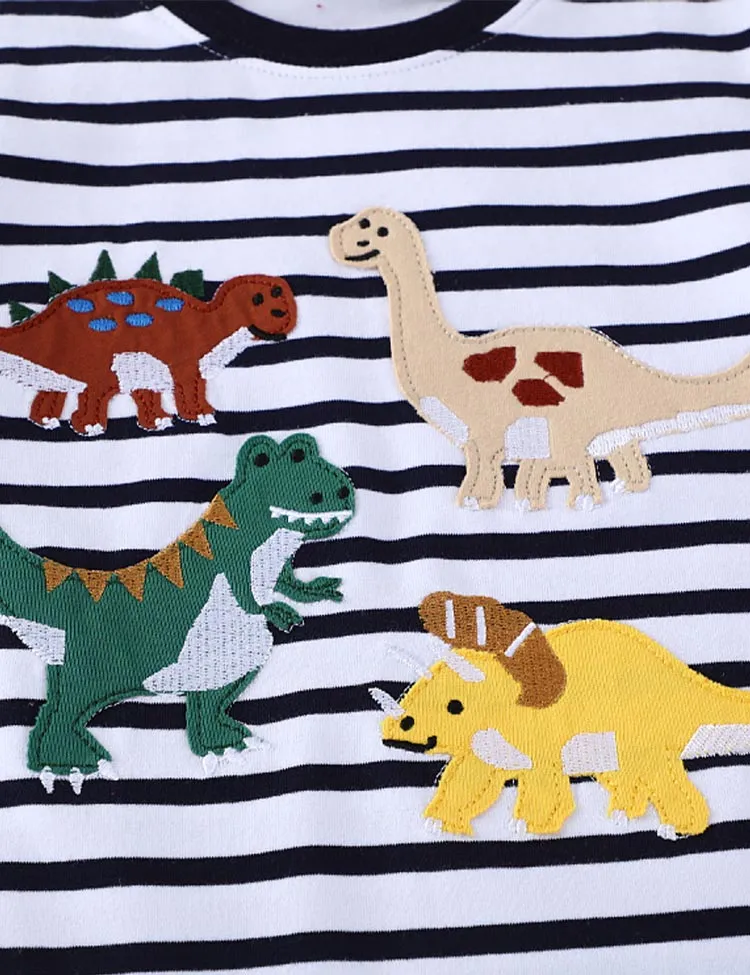 Cute Dinosaur Appliqué T-Shirt - Image 3