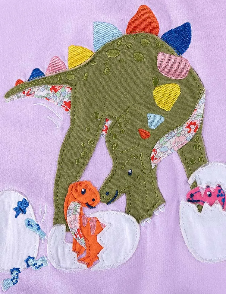 Cute Dinosaur Print Long-sleeved Dress - Image 3