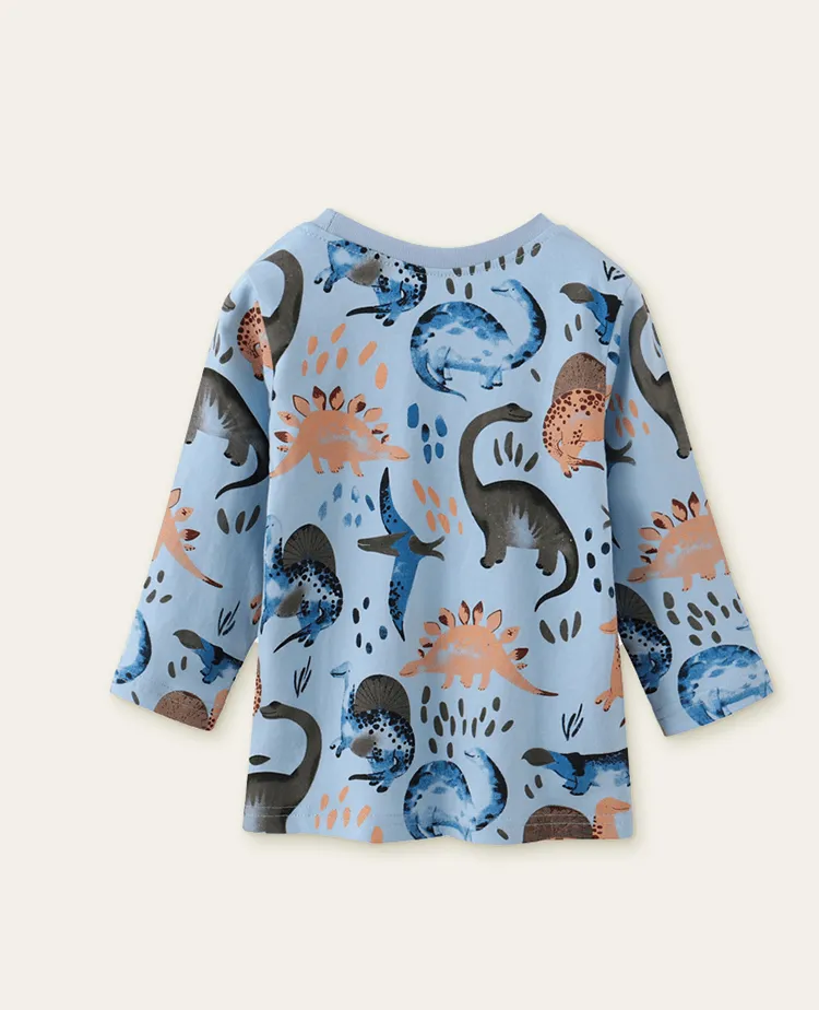 Cute Dinosaur Printed Long-Sleeved T-shirt - Image 2