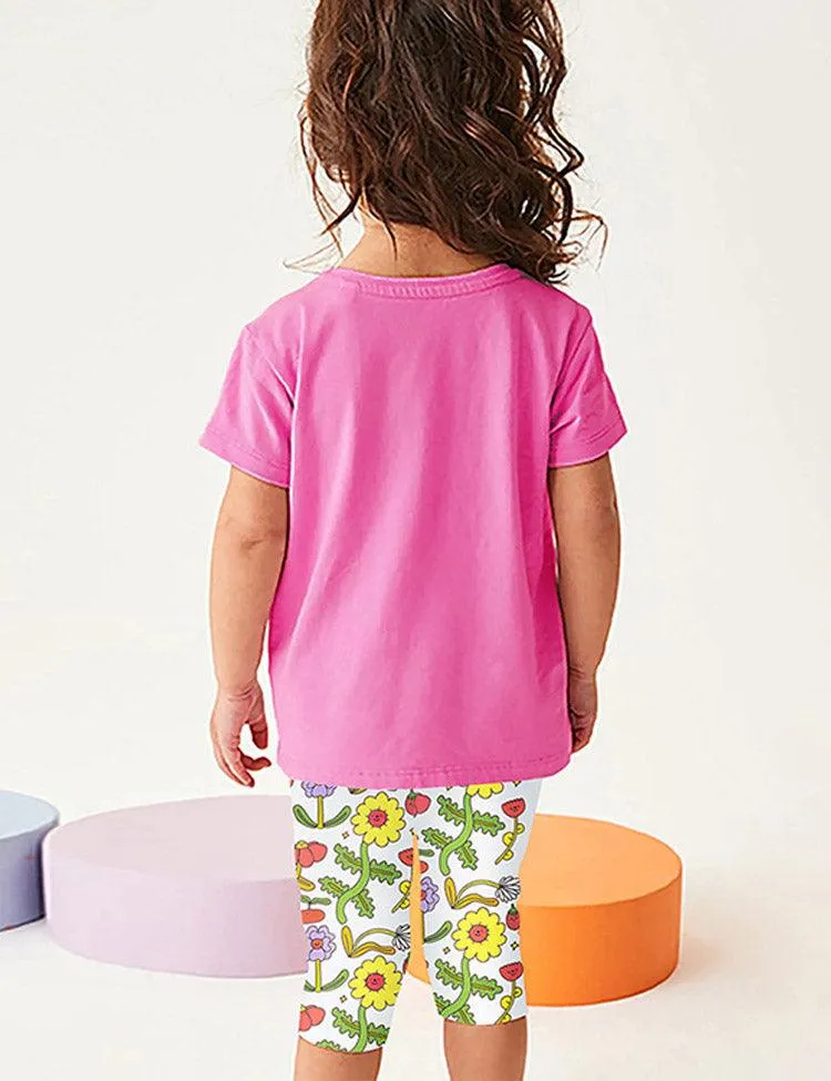 Cute Floral Print T-shirt Set - Image 3