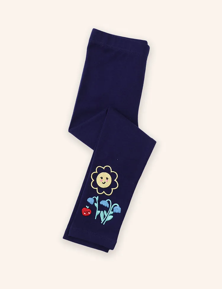Cute Flower Applique Leggings - Image 2