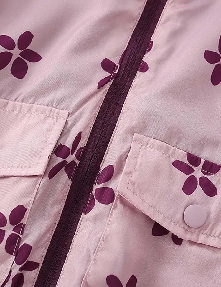 Cute Flower Printed Hooded Coat - Image 3