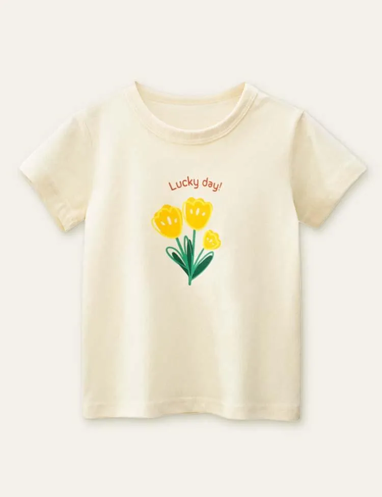 Cute Flowers Printed T-shirt - Image 2