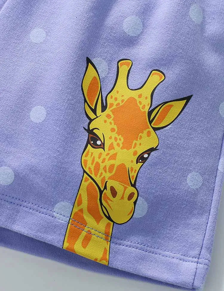 Cute Giraffe Printed Cotton Shorts - Image 2