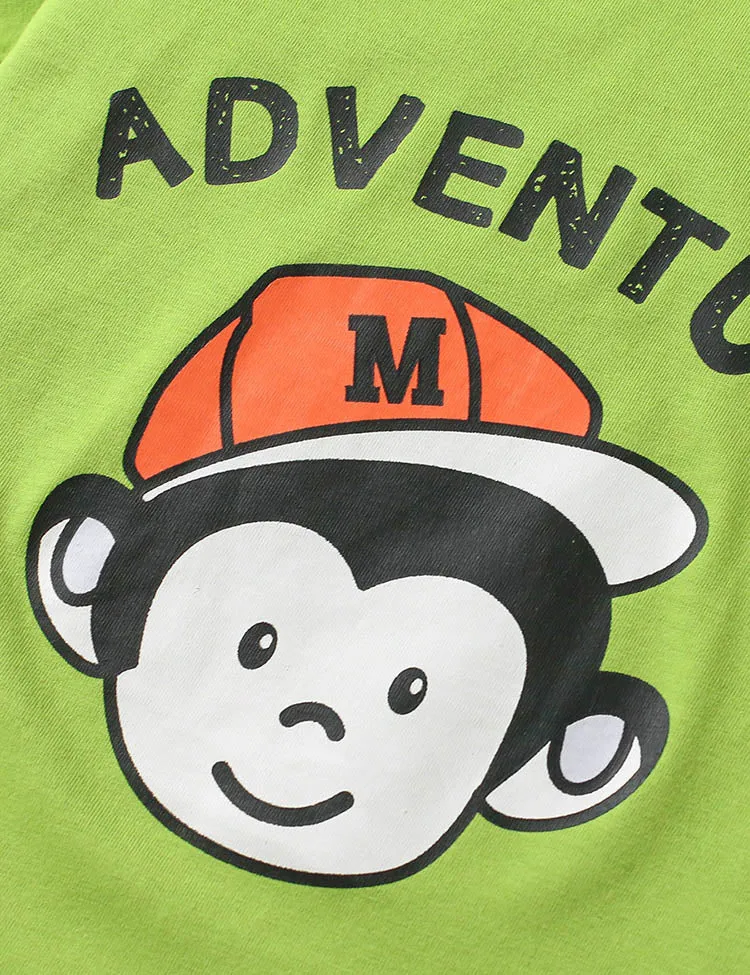 Monkey Printed Cotton T-shirt Set - Image 4