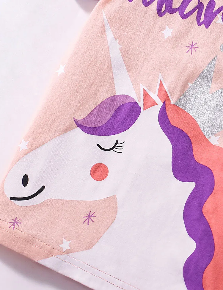 Unicorn  Printed Cotton T-shirt Set - Image 3