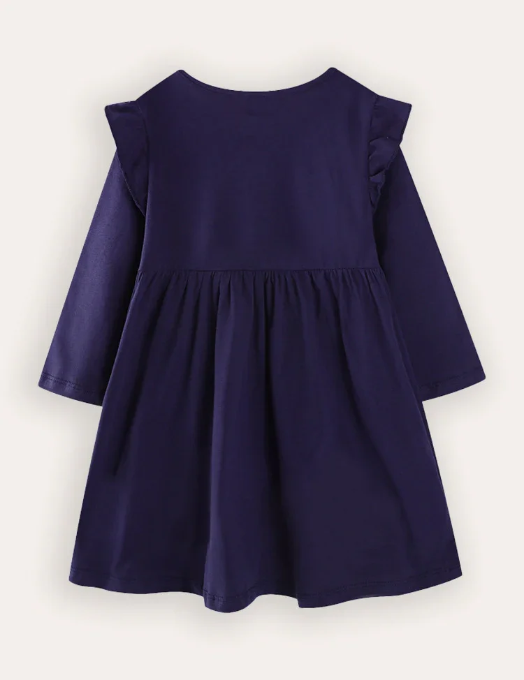 Cute Pony Embroidered Long-sleeved Dress - Image 2