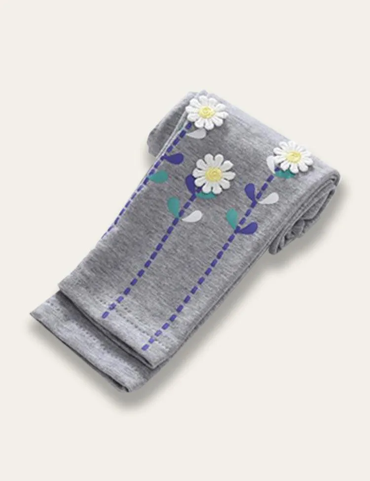 Cute Printed Embroidered Leggings - Image 4