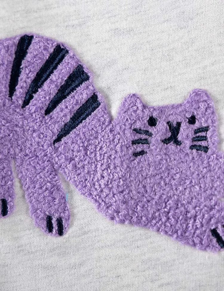Cute Puppy Appliqué Long Sleeve Dress - Image 3