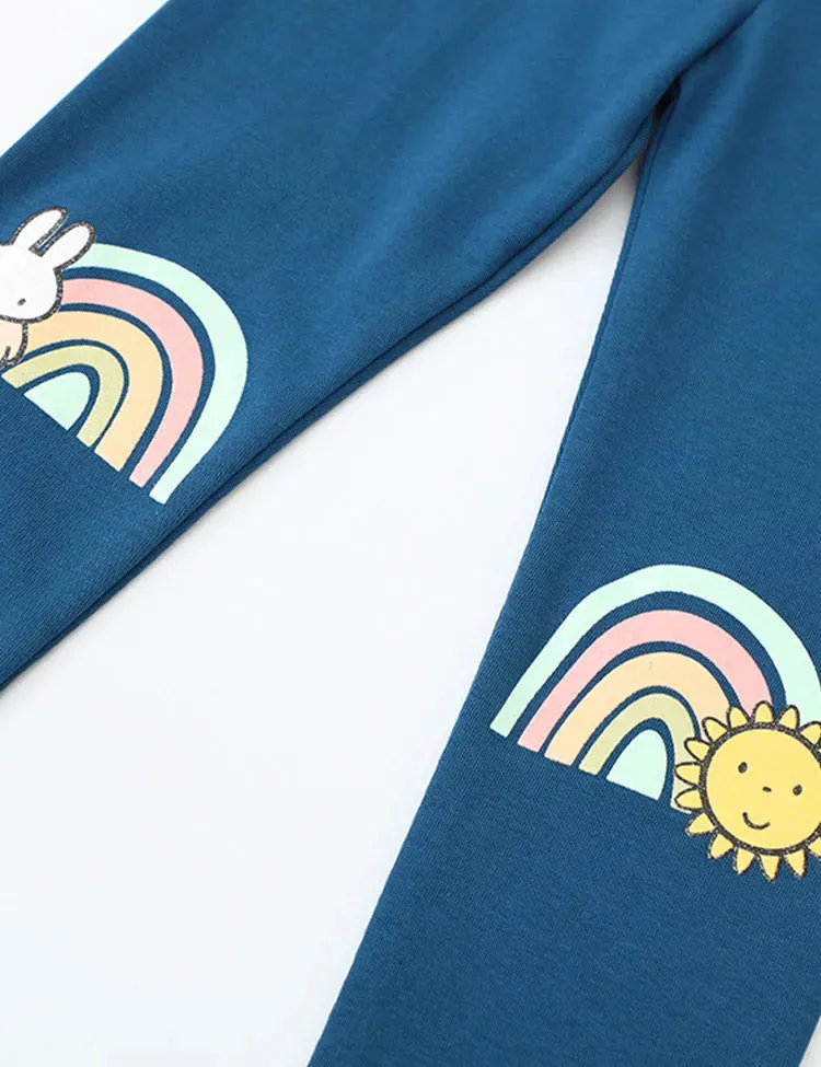 Cute Rabbit Rainbow Printed Leggings - Image 2