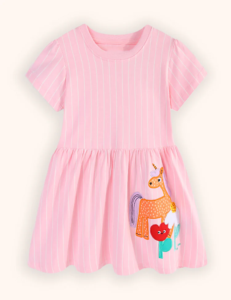 Cute Unicorn Embroidered Dress