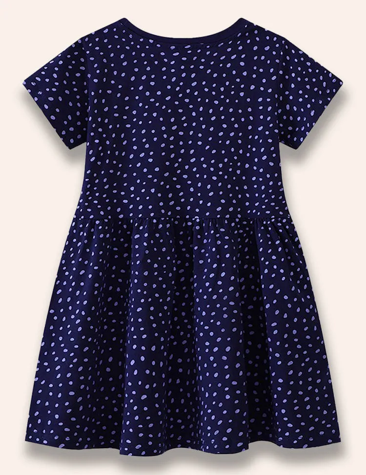 Dinosaur Appliqué Dotted Dress - Image 2